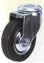 Колесная опора поворотная, обод - прессованный из листовой стали, шинка - литая черная резина, крепление под болт, роликоподшипник (SCh63 (13))